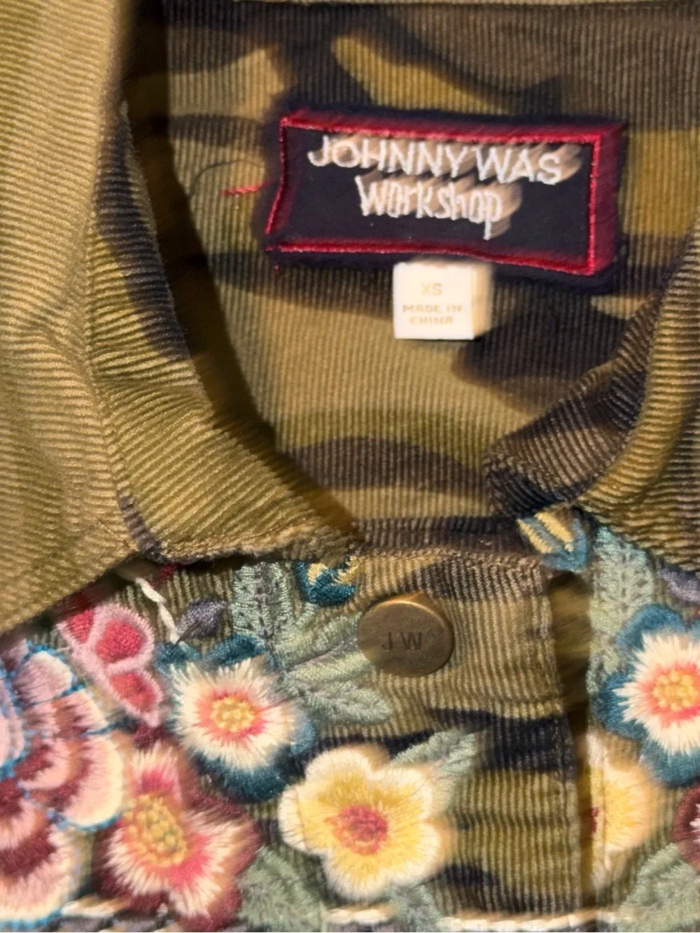 Johnny Was Workshop Shacket Womens XS Raquel Floral Drawstring Camo Jacket